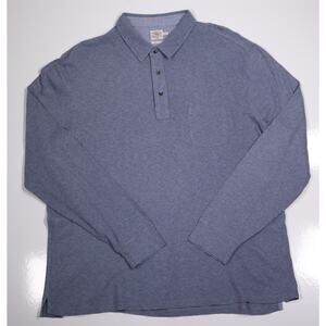 Faherty Mens Blue Gray Jersey Organic Cotton Long Sleeve Polo Shirt XXL